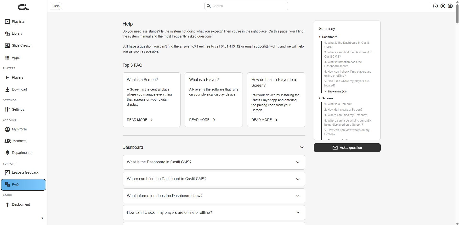 FAQ Main Help Page