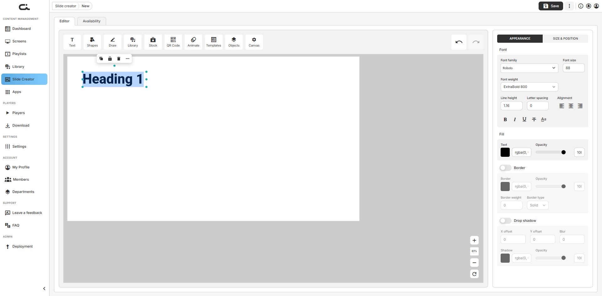 Text Appearance